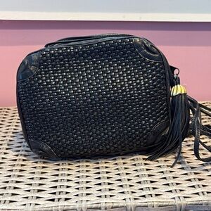Sharif Vintage Black Woven Leather Hand Bag